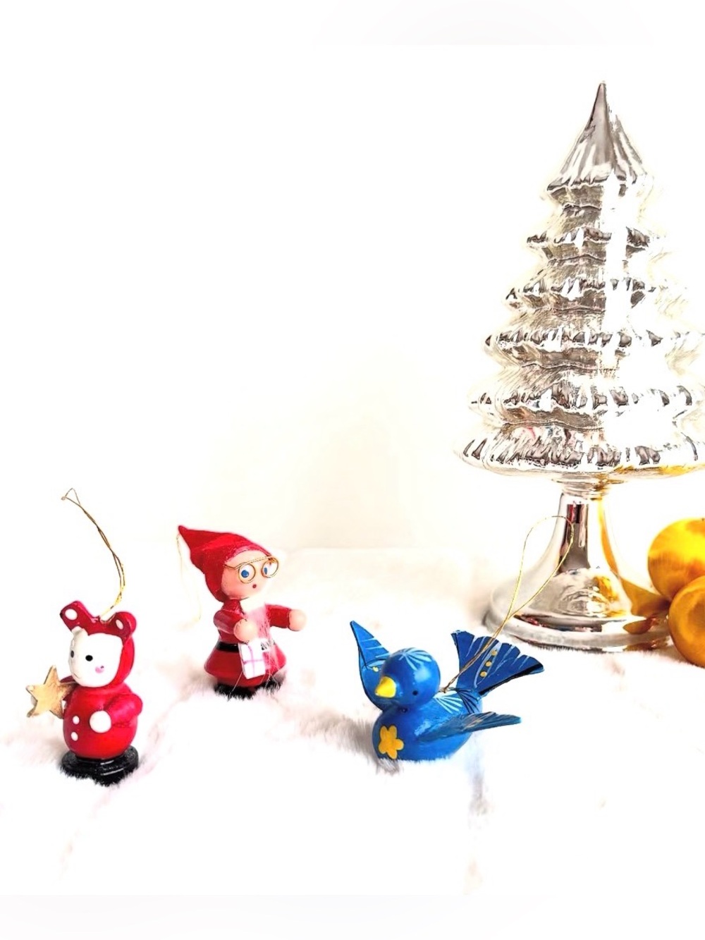 VINTAGE wooden hand painted Christmas ornaments